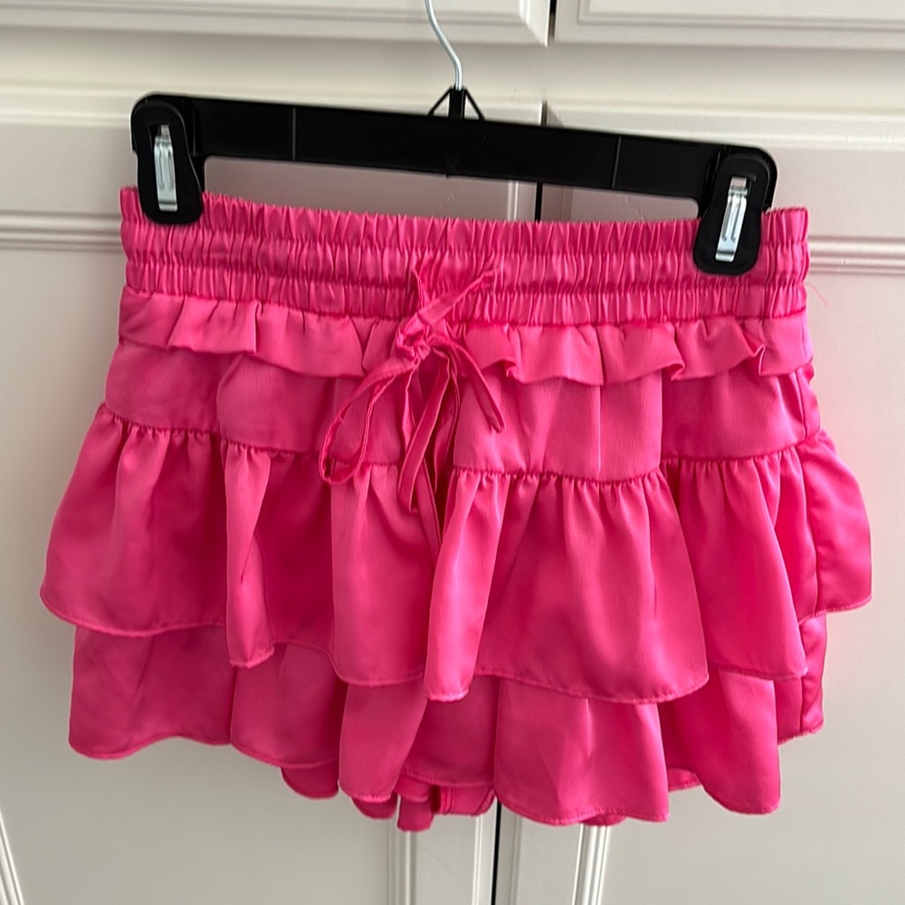 Day + Moon Pink Ruffle Shorts